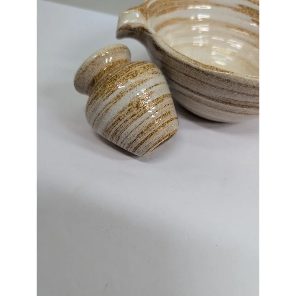 2Pcs Matcha Ceramic Pottery Bowl Tea‎ Bowl with Pouring Spout Whisk Tea Bowl